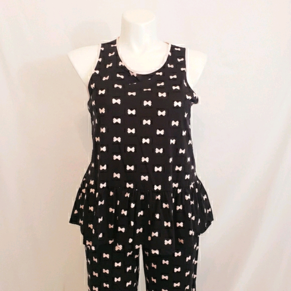 NWT Kate Spade 2pc Pajama Set Pink Bows Top & Pant - Picture 3 of 10